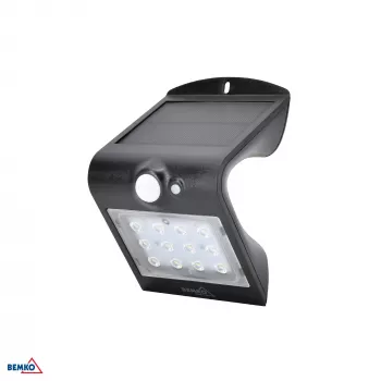 BEMKO TRINGO Solar LED-schijnwerper 1,5W 220lm 4000K IP65 zwart met PIR-sensor C83-SOT-001BL-PIR