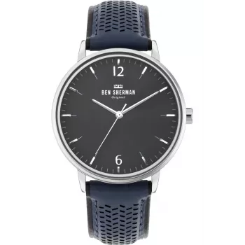 BEN SHERMAN herenhorloge WB038U 43mm zwarte wijzerplaat zwarte kunstleren band