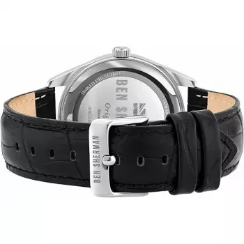 BEN SHERMAN herenhorloge WB039UB 43mm zwarte wijzerplaat zwarte kunstleren band