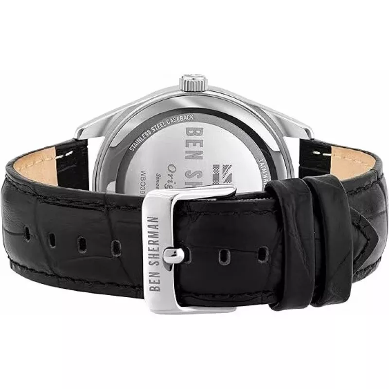 BEN SHERMAN herenhorloge WB039UB 43mm zwarte wijzerplaat zwarte band van kunstleer