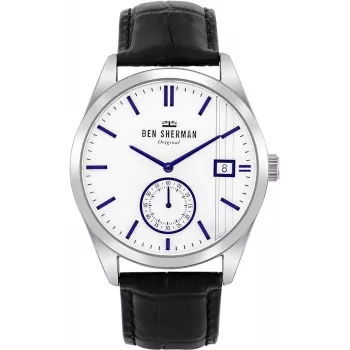 BEN SHERMAN herenhorloge WB039UB 43mm zwarte wijzerplaat zwarte kunstleren band