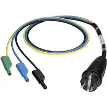 BENNING meetadapter Schuko-stekker naar 4 mm lamellenbussen, aanraakveilig, 300 V CAT III, 16 A, zwart 044142