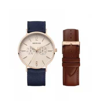 BERING MAN 14240-864 40mm blauwe wijzerplaat blauw milanese mesh horloge