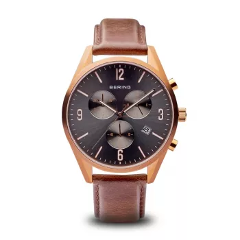Bering heren Classic quartz horloge 10542-562 42mm bruine wijzerplaat bruine edelstalen mesh band