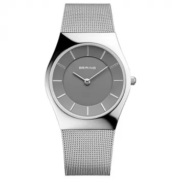 BERING heren kwartshorloge Classic 11936-309 36mm blauwe wijzerplaat zilverkleurige Milanese mesh-armband