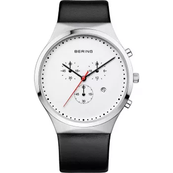 Bering heren Classic quartz horloge 40mm RVS blauwe wijzerplaat zilveren mesh 14740-404