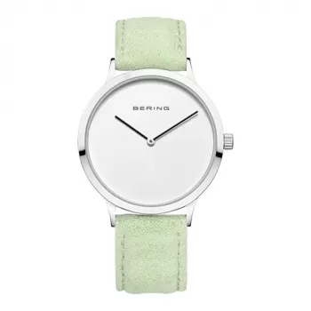 BERING dameshorloge 14937-304 (39 mm) - blauwe sunray wijzerplaat, zilveren milanaise band