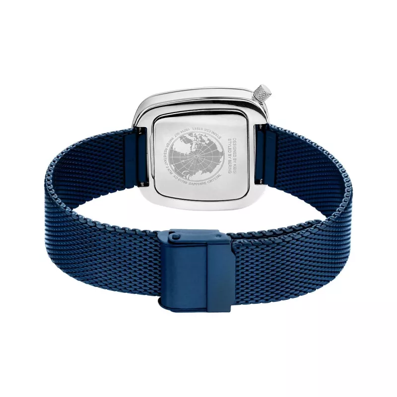 BERING dameshorloge 18034-307 (34 mm) - roségoud & blauwe sunray wijzerplaat