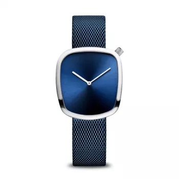 BERING dameshorloge 18034-307 (34 mm) - roségoud & blauwe sunray wijzerplaat