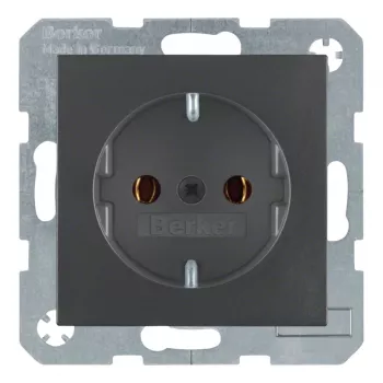 Berker 41431606 SCHUKO-stopcontact aluminium – 16A 250V IP44 inbouw met klepdeksel