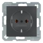 Berker 41431606 SCHUKO-stopcontact aluminium – 16A 250V IP44 inbouw met klepdeksel