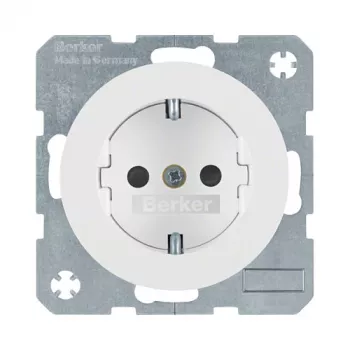 Berker 47232089 SCHUKO-stopcontact (Type F), polarwit glanzend, 16 A 250 V, inbouw, voor R.1/R.3/R.7-series