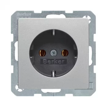 Berker 47436084 SCHUKO-stopcontact (type F) Q.1/Q.3 aluminium Velvet 16A