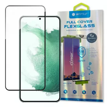 Bestsuit 3D Edge Nano Flexi Glass volledige scherm gehard glas screenprotector met frame voor Samsung Galaxy S22+ (S22 Plus) transparant