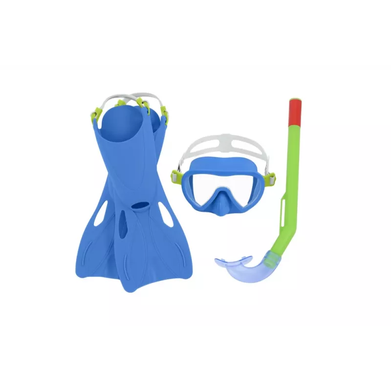 Bestway duikset blauw masker, flippers, snorkel 25039