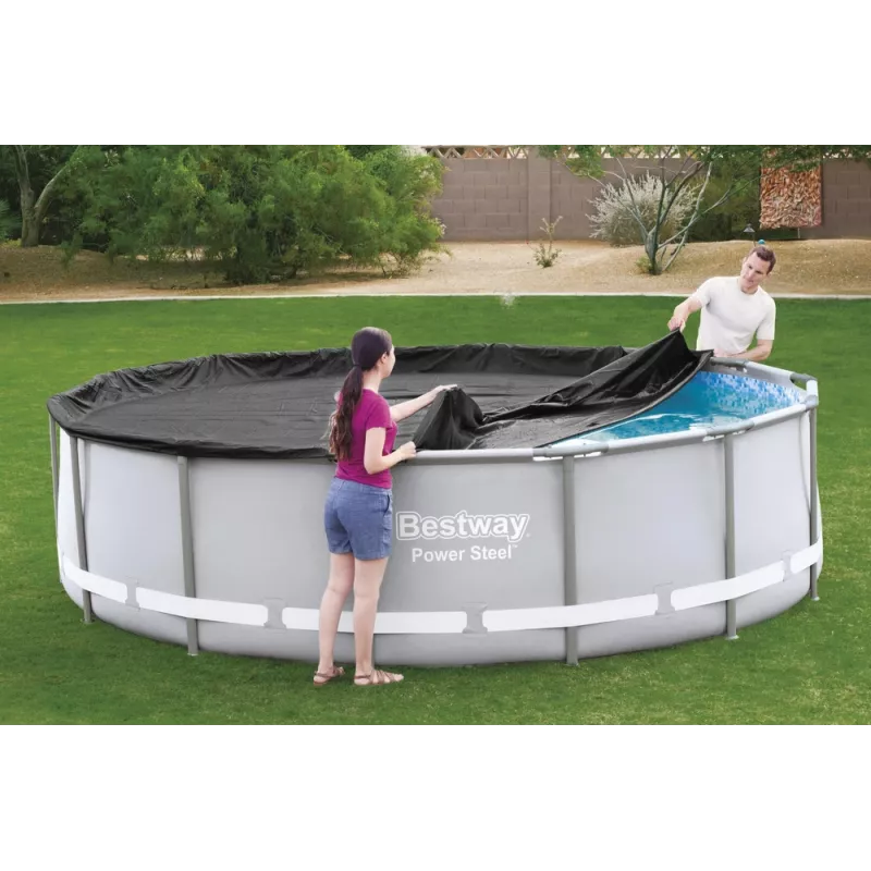 Bestway Flowclear Poolafdekking voor Steel Pro MAX Frame Pool 427 cm (14 ft) - Blauw Polyethyleen met Touwbinders