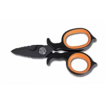 BETA elektriciensschaar 1128BAX - 145 mm roestvrij staal met striptuitsparing, oranje/zwart