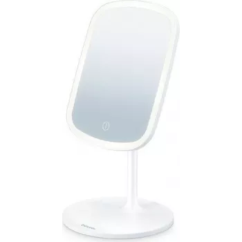 Beurer BS 47 verlichte cosmetische spiegel met 5-voudige vergroting, oplaadbare accu en dimbare LED-verlichting 10468