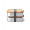 black+blum Oval Box 0,5 L bewaarbox met bamboedeksel en RVS-basis