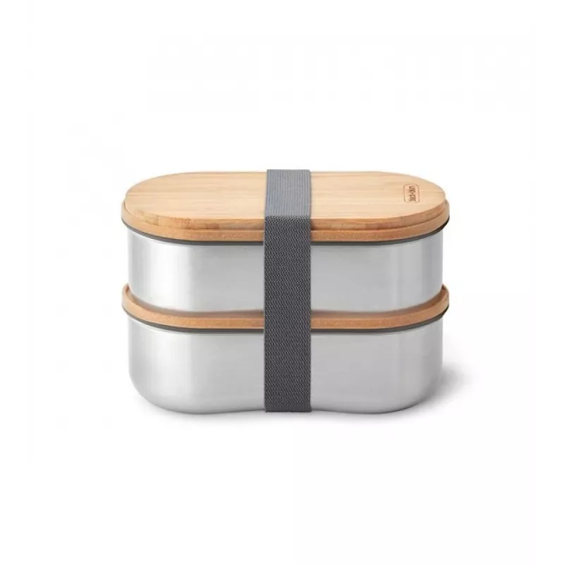 black+blum Oval Box 0,5 L bewaarbox met bamboedeksel en RVS-basis
