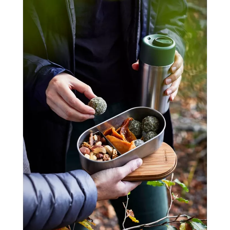 black+blum Oval Box 0,5 L bewaarbox met bamboedeksel en RVS-basis