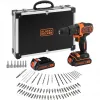 BLACK+DECKER 18V accu-slagboorschroevendraaier BDCHD18BAFC, zwart/oranje, 2x 1,5 Ah Li-Ion accu's, 80-delige accessoireset, koffer