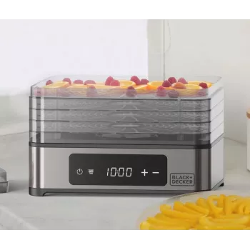 Black+Decker BXDE401E fruit-, paddenstoelen- en groentedroger - 400W, 5 plateaus, digitale timer, BPA-vrij plastic, zwart