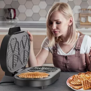 BLACK+DECKER BXFC3200E 1400 W Belgisch wafelijzer – antiaanbaklaag, verstelbare thermostaat, roestvrij staal