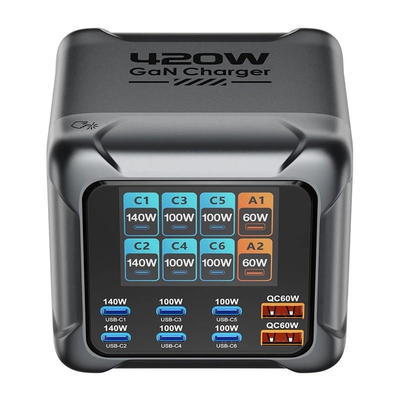 Blitzwolf BW-S33 420W 8-poorts USB-A oplader, zwart