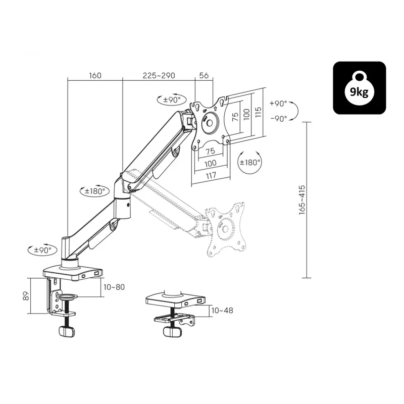 Blow HQ LCD-tv-tafelbeugel 17-32" met scharnier, 76-881