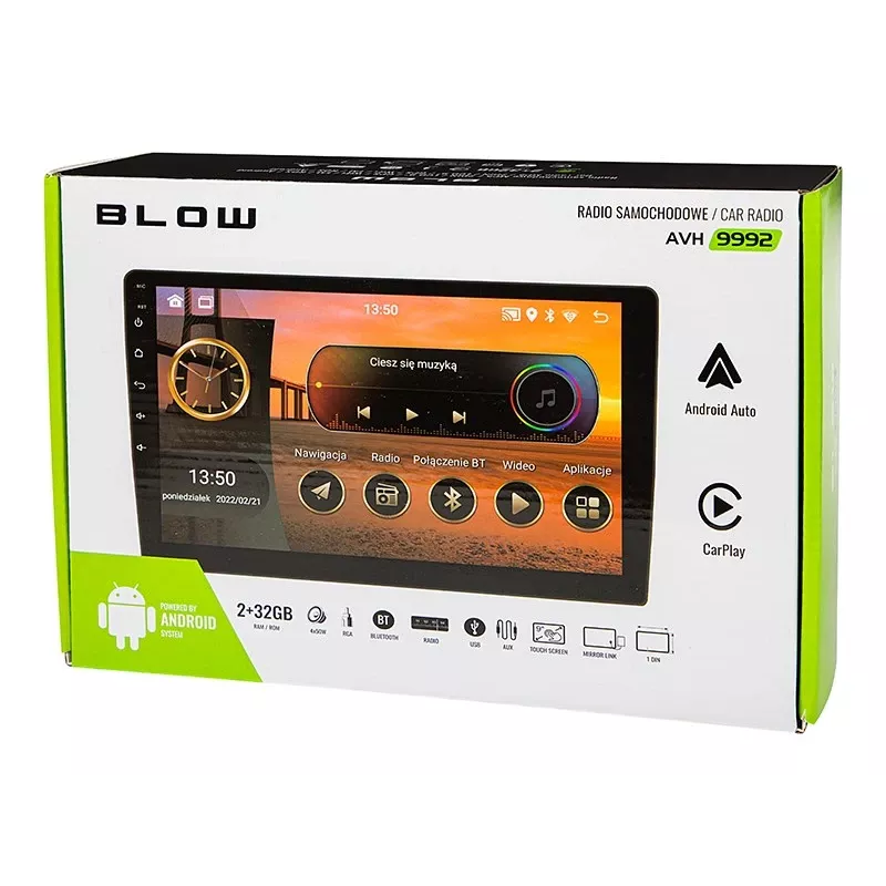 BLOW AVH-9992 2DIN 9 inch Android Autoradio met WiFi, GPS, Apple CarPlay