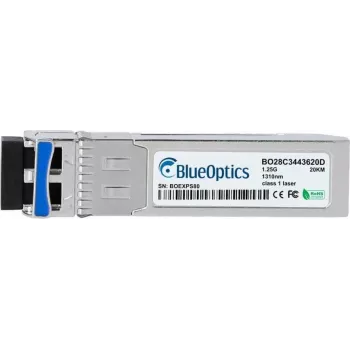 BlueOptics BO28C3443620DIN cSFP 2-kanaals BiDi transceiver, LC-duplex, 1000BASE-2BX-U, singlemode vezel, TX:1310nm/RX:1490nm, 20km, -40°C tot +85°C, DDM