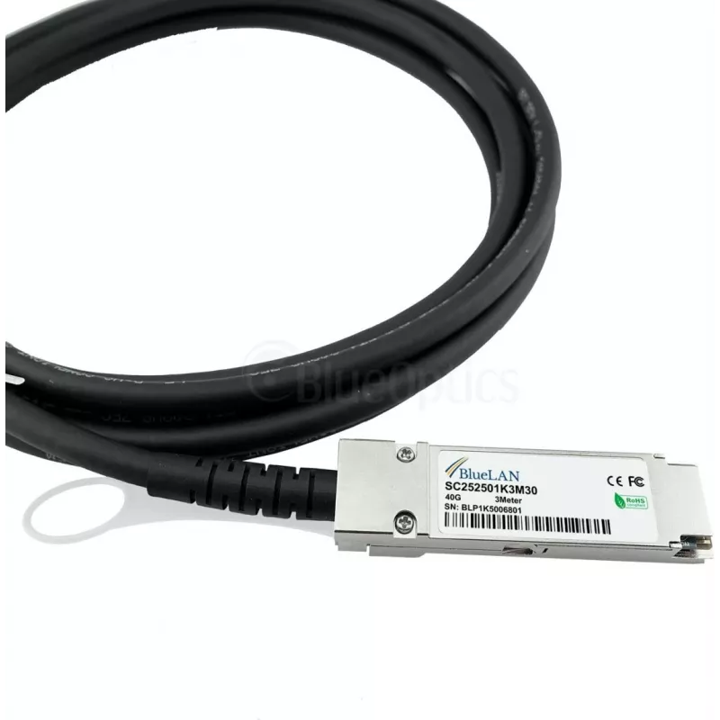 BlueOptics MikroTik Q+DA0003 Compatibel BlueLAN QSFP Direct Attach-kabel, 40GBASE-CR4, 30AWG, 3m