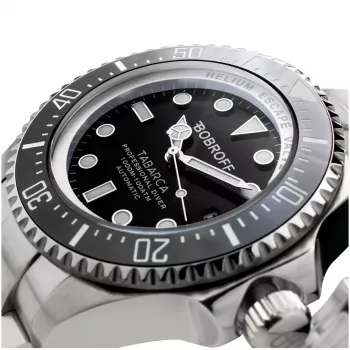 BOBROFF BF001 heren analoog quartzhorloge 44 mm zwarte lederen band