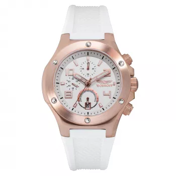 BOBROFF BF1002M25 unisex quartz analoog horloge 43mm RVS zwarte wijzerplaat leren band