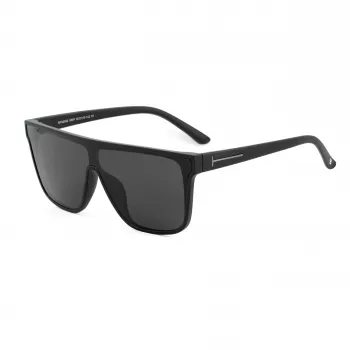Bobroff BFG0032-S05P herenzonnebril – gepolariseerd, zwart montuur, grijze glazen, 143 mm