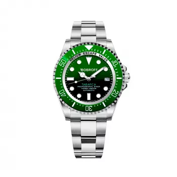 BOBROFF MAN BF0002J1bv analoog quartz horloge 44mm zwart leer