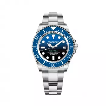 BOBROFF MAN BF0003ba 42mm quartz analoog horloge zwarte wijzerplaat leren band