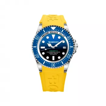 BOBROFF MAN BF0003baBFSTA analoog quartzhorloge 44 mm zwarte wijzerplaat leren band