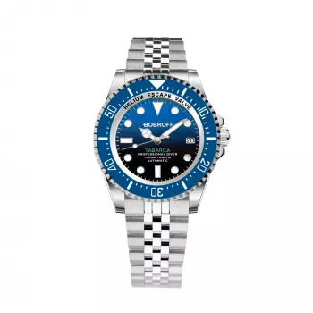 BOBROFF MAN BF0003baBFSTJ analoog quartz horloge 42mm zwarte wijzerplaat leren band