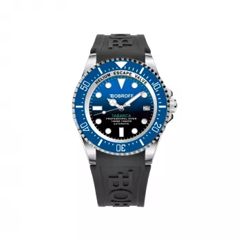 BOBROFF MAN BF0003baBFSTN analoog quartz horloge 42mm roestvrij staal zwarte wijzerplaat leren band