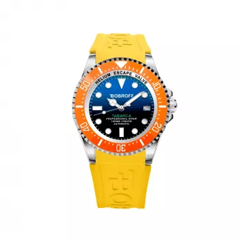 BOBROFF MAN BF0003bnBFSTA quartz polshorloge 44mm edelstalen behuizing leren band bruin