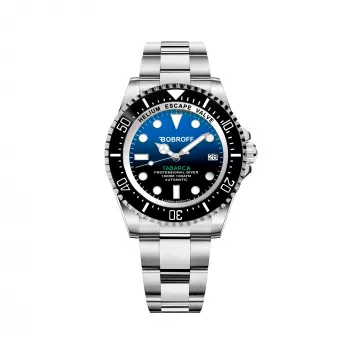 BOBROFF MAN BF0003J1 analoog quartz horloge 44mm zwarte wijzerplaat leren band