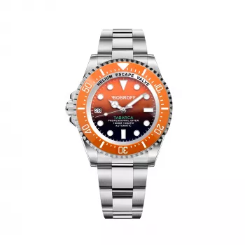 BOBROFF MAN BF0004ibn 42 mm quartz analoog herenhorloge RVS behuizing bruin lederen band