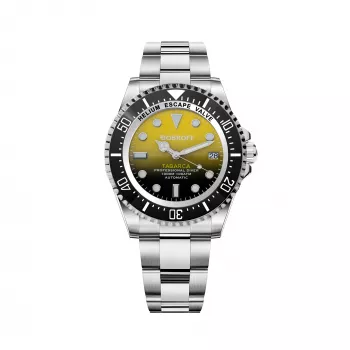 BOBROFF MAN BF0008 analoog quartz horloge 44mm RVS zwarte wijzerplaat leren band