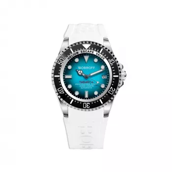 BOBROFF MAN BF0009-BFSTB 44mm analoog quartz polshorloge - edelstalen behuizing, bruine lederen band