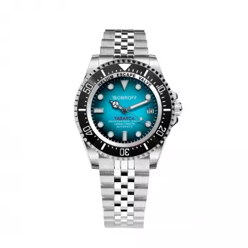 BOBROFF MAN BF0009-BFSTJ analoog quartz horloge 44mm zwarte wijzerplaat lederen band