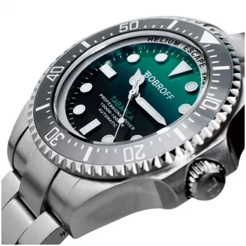 BOBROFF MAN BF002 analoog quartz polshorloge 44mm zwarte leren band