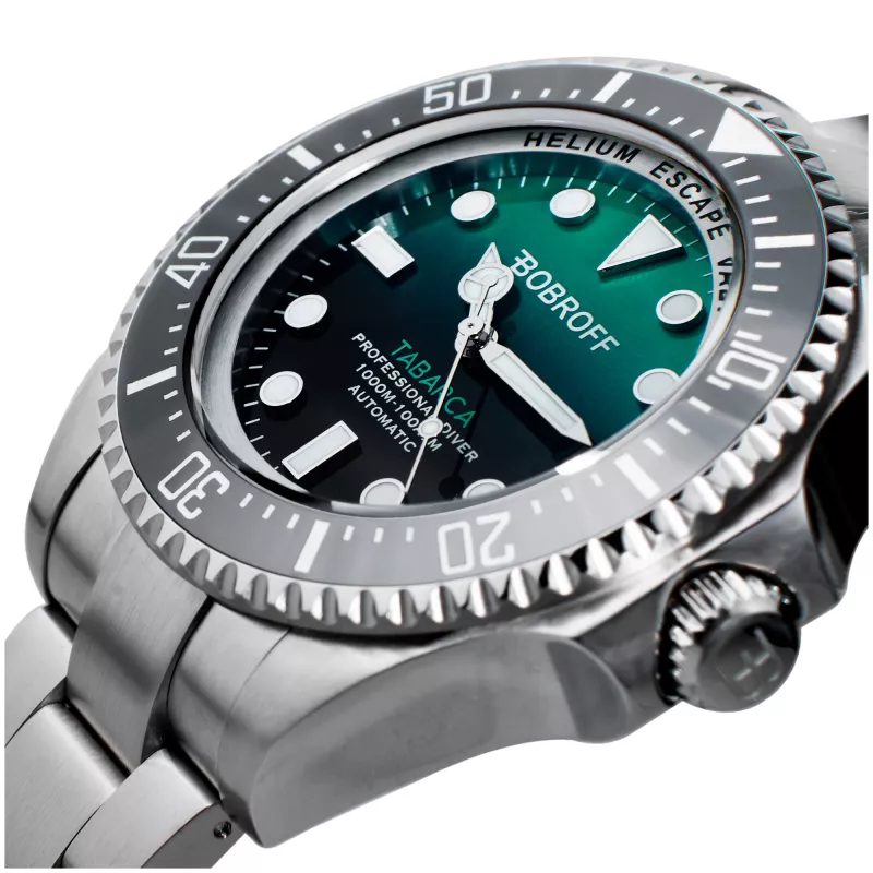 BOBROFF MAN BF002 analoog quartz polshorloge 44mm zwarte leren band