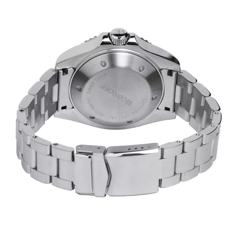 BOBROFF MAN BF002 analoog quartz polshorloge 44mm zwarte leren band